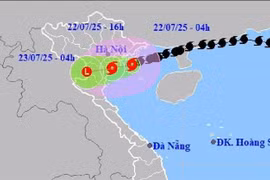 7月22日上午7点第3号台风的路径。图自越通社