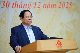 越南政府总理范明政在会议上发表讲话。图自越通社