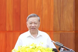 越共中央总书记苏林在工作会议上发表讲话。图自越通社