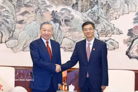 越共中央总书记、国家主席苏林会见中国广西壮族自治区党委书记陈刚 。图自越通社