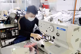 兴安省兴越制衣公司生产出口日本市场的服装产品。图自越通社