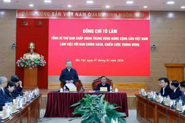 越共中央总书记苏林在会议上发表讲话。图自越通社