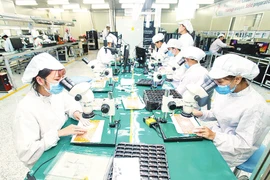 兴安省4P有限公司工厂的电子电路板生产线。图自《人民报》