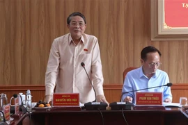 越南国会副主席、国家选举委员会委员阮德海在工作会议上发言。图自越通社