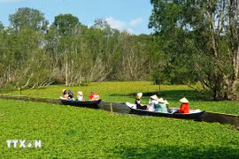 安江省静边市水上旅游。图自越通社
