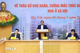 越南政府总理范明政在会议上发表讲话。图自越通社
