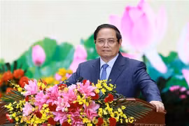 越南政府总理范明政在大会上发表讲话。图自越通社