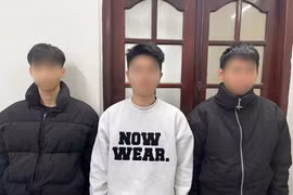 在宣光省公安调查警察机关的三名犯罪嫌疑人。图自越通社