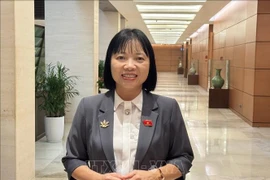 海防市代表团成员阮氏越娥。 图自越通社