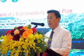 广治省风芽格邦国家公园经理范宏泰发表讲话。图自越通社