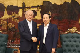 越南政府副总理黎进珠会见日越友好议员联盟特别顾问武部勤。图自越通社