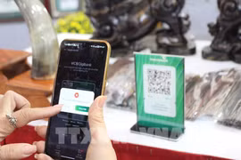 参观者扫码支付。图自越通社