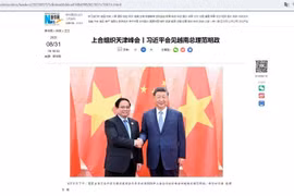 新华社刊登有关中国国家主席习近平会见越南政府总理范明政的文章。（屏幕截图）