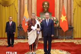 2024年9月，不丹驻泰国兼驻越南大使金桑·多吉向越共中央总书记、越南国家主席苏林递交国书。图自越通社