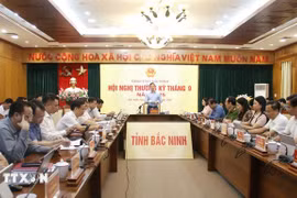 北宁省人民委员会主席王国俊在会上发言。图自越通社