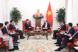 越南外交部长黎怀忠会见韩国外交部第一次官朴润珠。图自越通社