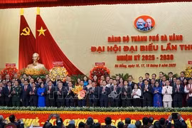 越共岘港市第一次代表大会与会代表合影。图自越通社