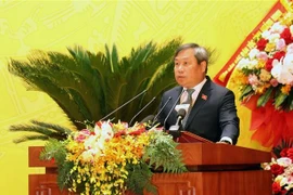 广宁省委书记在会上发言。图自越通社