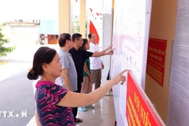 选民查看候选人信息。图自越通社