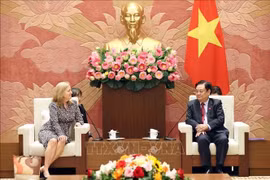 国会副主席黎明欢会见世界银行驻越南、柬埔寨和老挝首席代表玛丽亚姆·谢尔曼。图自越通社