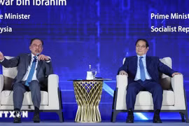 越南总理范明政与马来西亚总理出席人工智能相关讨论会。图自越通社