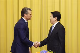越南国家主席梁强会见美国战争部长皮特·赫格塞思。图自越通社