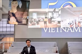 越南常驻联合国代表团团长邓黄江大使发表讲话。图自越通社