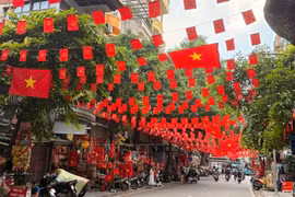 河内多条街道在“九·二”国庆节期间张灯结彩、焕然一新。图自越通社 