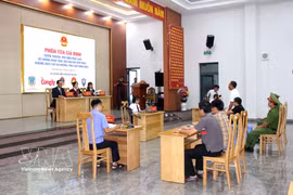 模拟法庭现场。图自越通社