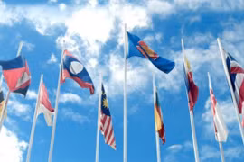 附图：东盟各成员国国旗。