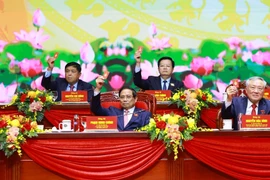 各位代表表决通过大会决议。图自越通社