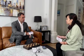 澳大利亚能源生产力联盟（A2EP）执行总裁贾罗德·利克接受越通社记者的采访。图自越通社