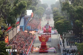 纪念南方解放、国家统一50周年的国家级阅兵游行活动。图自越通社
