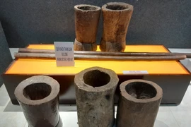斯丁族日常生活中的舂米碓杵与石臼。图自 越通社