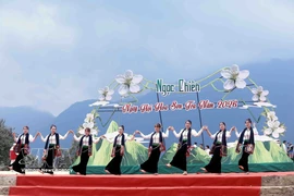 当地各族群众与众多游客踊跃参与玉战乡山楂花节活动。图自 越通社