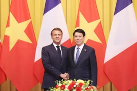 越南国家主席梁强与法国总统埃马纽埃尔·马克龙举行会谈
