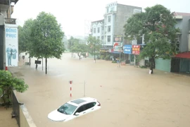 强降雨引发太原省潘廷逢坊严重内涝。图自 越通社