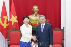 越共中央总书记苏林会见日越友好议员联盟主席小渕优子。图自越通社