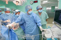 顺化中央医院一天内同时完成4台心、肝、角膜移植手术。图自越通社