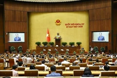 越南第十五届国会第九次会议场景。图自越通社