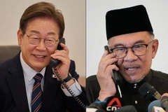  韩国总统李在明与马来西亚总理安瓦尔·易卜拉欣通话。图自YONHAP News