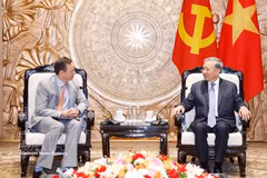 越共中央总书记苏林会见美国GE Vernova公司首席执行官斯特拉基奇。图自越通社