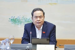 越南国会主席陈青敏发言。图自越通社