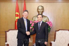 中央政策战略委员会主任陈流光会见AES(越南)公司董事长。图自越通社