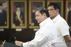 印尼经济统筹部部长艾尔朗加·哈塔尔托发言。图自ANTARA