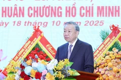苏林总书记在活动上发言。图自越通社
