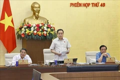 国会主席陈青敏发言。图自越通社