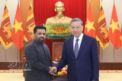 越共中央总书记、国家主席苏林与斯里兰卡总统阿努拉·库马拉·迪萨纳亚克。图自越通社
