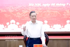 越共中央总书记、国家主席苏林在会议上发表讲话。图自越通社