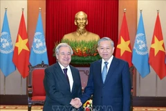 越共中央总书记苏林会见联合国秘书长古特雷斯。图自越通社